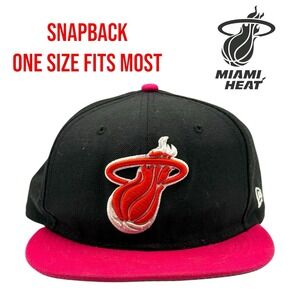 Miami Heat New Era Hardwood Classics SnapBack Adjustable Hat‎ NBA OSFM Black Red